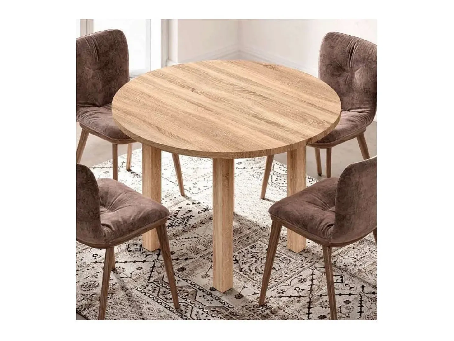 Mesa extensible Pablo en roble cambrian. 94/124 x 94 cm x 76 cm