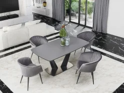 Mesa extensible para 6/8 personas, gris, 160/220x90 cm
