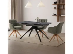 Mesa extensible para 4/8 personas en piedra negra 150/200x76 cm