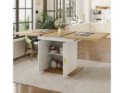 Mesa extensible para el comedor, la cocina y el salón, 110 (140) x 70 x 76 cm, chapa de madera con relieve, blanco