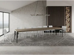 Mesa extensible Paxon Premium 120/380x90 cm en gris tórtola con patas antracita