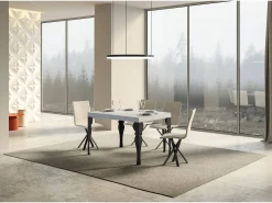 Mesa extensible Paxon Premium 120/380x90 cm fresno blanco patas antracita