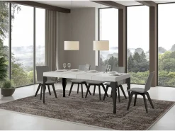Mesa extensible Paxon Premium 120/380x90 cm fresno blanco patas antracita