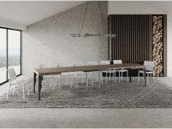 Mesa extensible Paxon 120/380x90 cm en gris tórtola con patas antracita