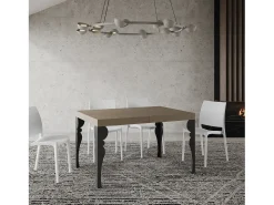 Mesa extensible Paxon 120/380x90 cm en gris tórtola con patas antracita