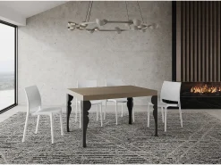 Mesa extensible Paxon 120/380x90 cm en gris tórtola con patas antracita