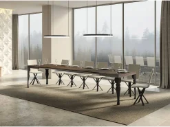 Mesa extensible Paxon 120/380x90 cm patas nogal antracita