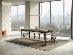 Mesa extensible Paxon 120/380x90 cm patas nogal antracita