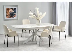 Mesa extensible piedra sinterizada mármol patas 160/200×89 cm