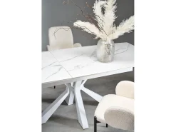 Mesa extensible piedra sinterizada mármol patas 160/200×89 cm