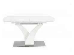 Mesa extensible rectangular blanca mate con pata central, diseño Sparte