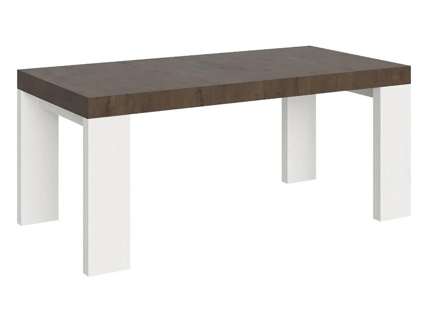 Mesa extensible rectangular en madera de nogal y blanco de 180 a 440 cm Ribo-Soporte 2 pies