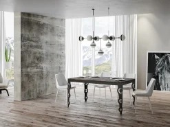 Mesa extensible rectangular para 6 a 16 personas L 120 a 380 cm madera de nogal y estructura de metal antracita Zakary