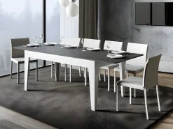 Mesa extensible rectangular 160/220 cm blanco y antracita Mixa
