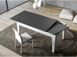 Mesa extensible rectangular 160/220 cm blanco y antracita Mixa