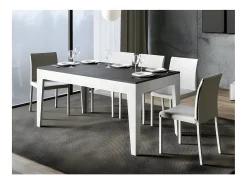 Mesa extensible rectangular 160/220 cm blanco y antracita Mixa
