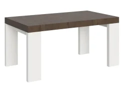 Mesa extensible rectangular en madera de nogal y blanco de 160 a 420 cm Ribo-Soporte 2 pies