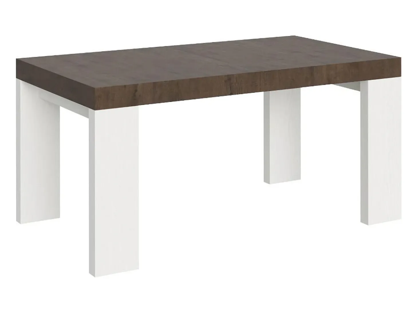 Mesa extensible rectangular en madera de nogal y blanco de 160 a 420 cm Ribo-Soporte 2 pies