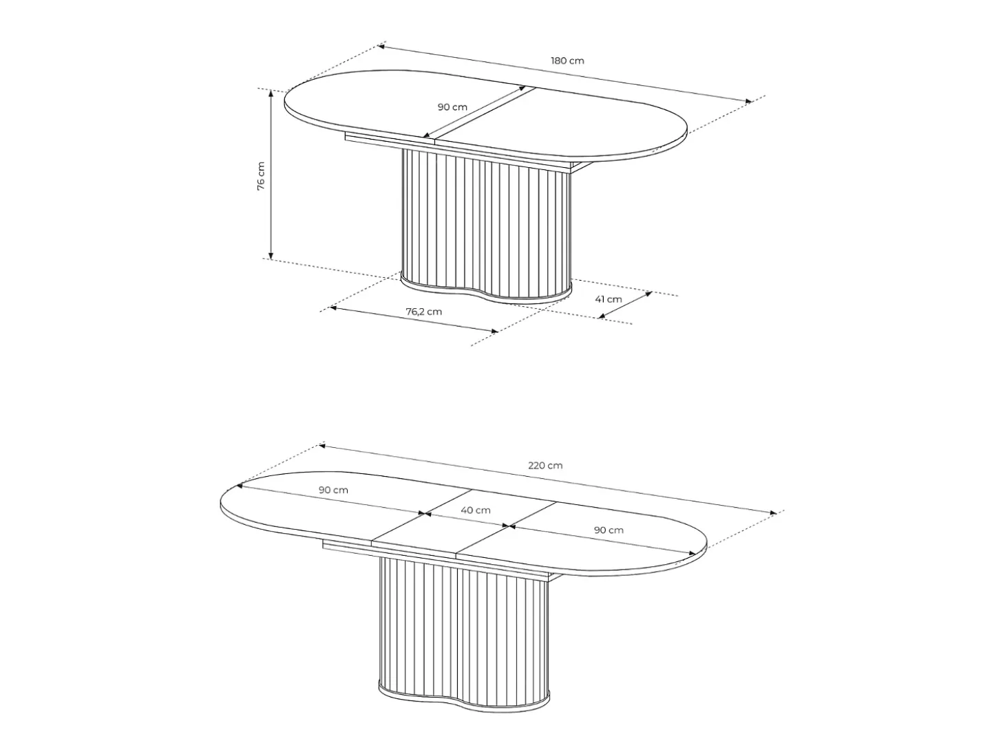 Mesa extensible, roble cremona, 180 x 75,6 x 90 cm