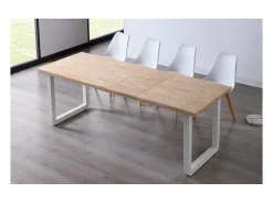 Mesa extensible Roma Roble nordish patas blancas 77 cm(alto)140-180-220 cm(ancho)80 cm(lar