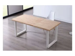 Mesa extensible Roma Roble nordish patas blancas 77 cm(alto)140-180-220 cm(ancho)80 cm(lar