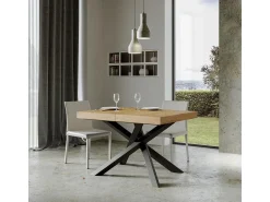 Mesa extensible Volantis 120/380x90 cm roble natural con patas antracita