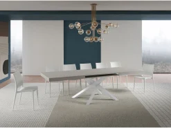 Mesa extensible Volantis Cashmere 180/284x90 cm con patas blancas