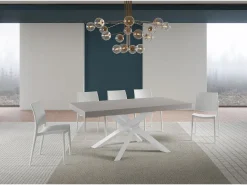 Mesa extensible Volantis Cashmere 180/284x90 cm con patas blancas