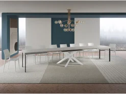 Mesa extensible Volantis cachemir 200/460x90 cm con patas blancas