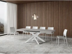 Mesa extensible Volantis cachemir 140/244x90 cm con patas blancas