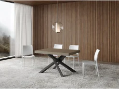 Mesa extensible Volantis gris paloma 120/380x90 cm con patas antracita