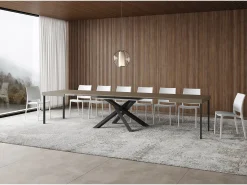 Mesa extensible Volantis gris paloma 120/380x90 cm con patas antracita