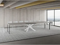 Mesa extensible Volantis Cashmere 160/420x90 cm con patas blancas