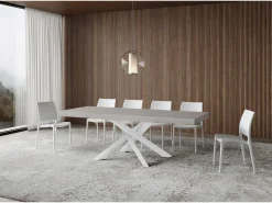 Mesa extensible Volantis Premium Cashmere 120/224x90 cm con patas blancas
