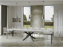 Mesa extensible Volantis 120/380x90 cm fresno blanco patas antracita