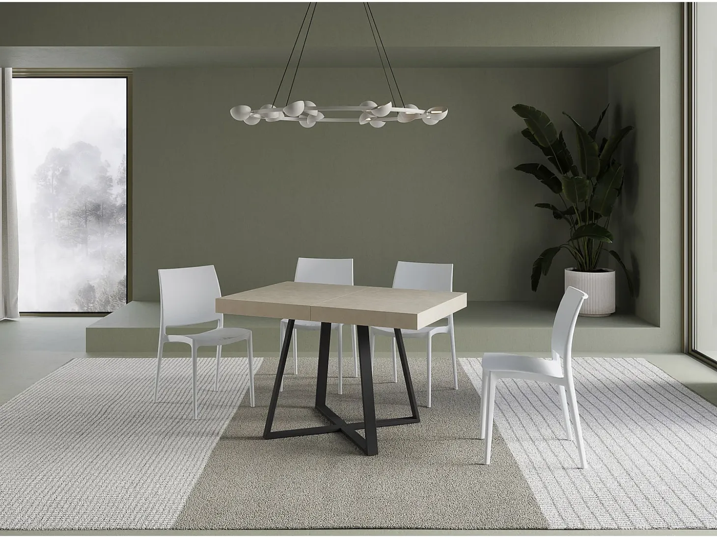 Mesa extensible 120/204x80 cm Abbraccio cachemira patas antracita