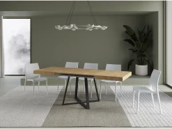 Mesa extensible 120/204x80 cm Abbraccio efecto madera roble natural patas antracita