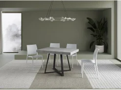 Mesa extensible 120/224x90 cm Abbraccio efecto cemento patas antracita