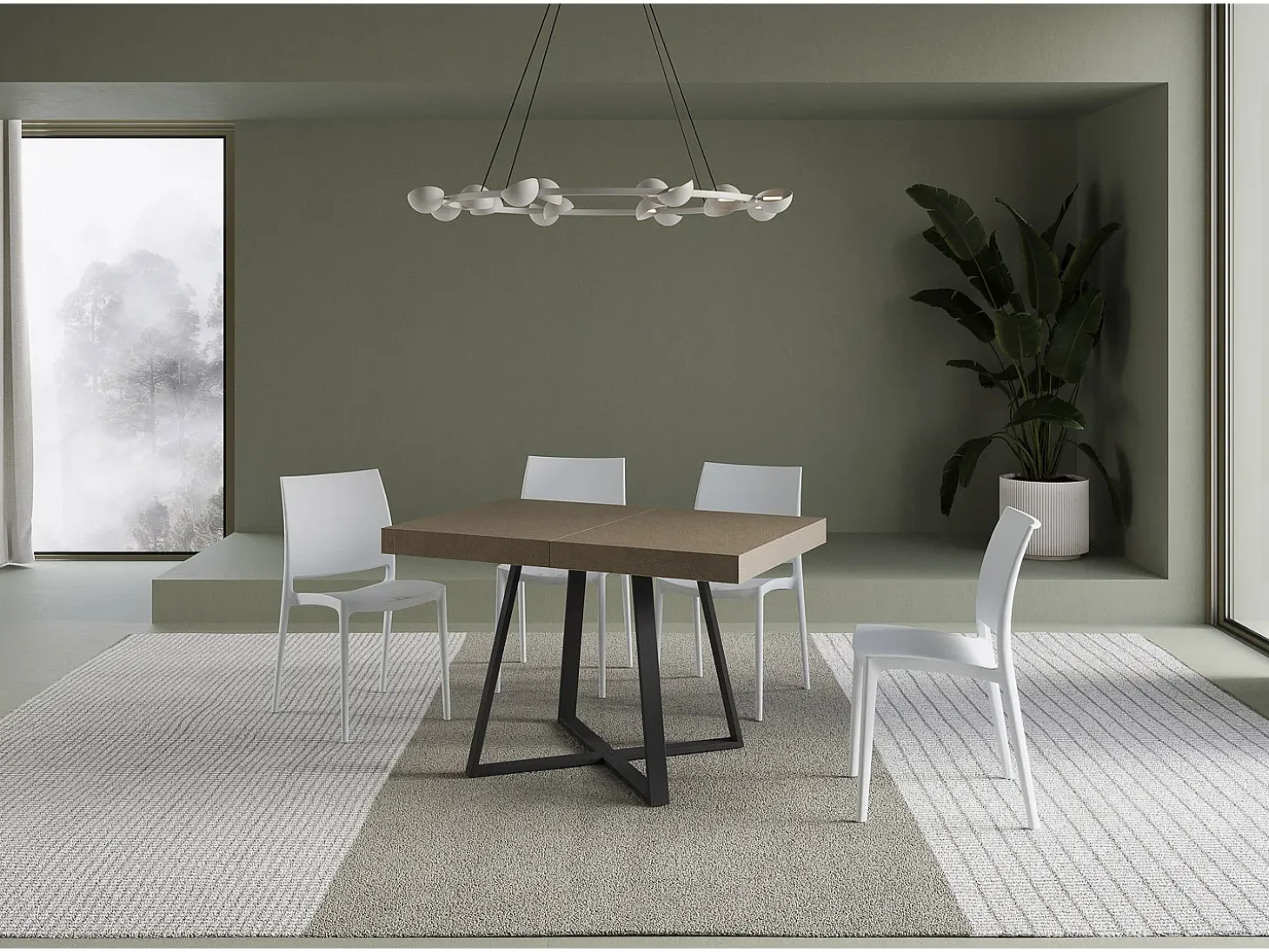 Mesa extensible 120/224x90 cm Abbraccio gris paloma patas antracita