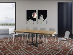 Mesa extensible 130/234x90 cm Abbraccio efecto madera roble natural patas antracita