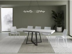 Mesa extensible 120/204x80 cm Abbraccio efecto madera fresno blanco patas antracita