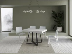 Mesa extensible 120/204x80 cm Abbraccio efecto madera fresno blanco patas antracita