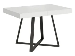 Mesa extensible 120/204x80 cm Abbraccio efecto madera fresno blanco patas antracita