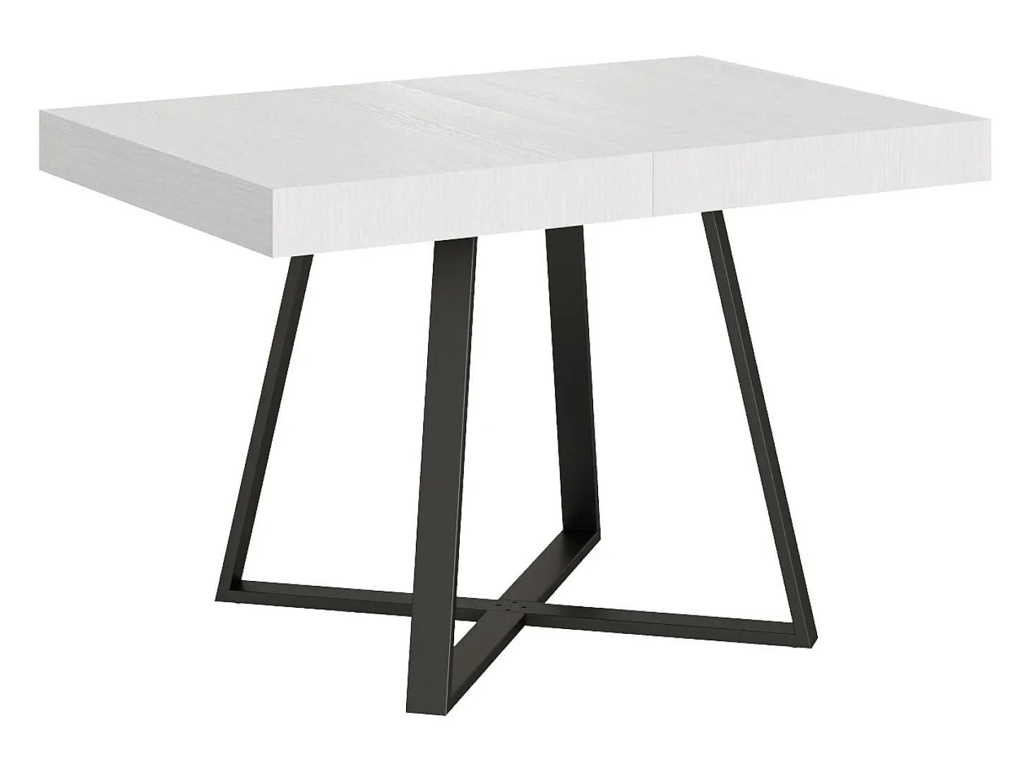 Mesa extensible 120/224x90 cm Abbraccio efecto madera fresno blanco patas antracita