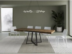 Mesa extensible 120/224x90 cm Abbraccio efecto madera nogal patas antracita