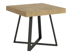 Mesa extensible 90/194x90 cm Abbraccio efecto madera roble natural patas antracita