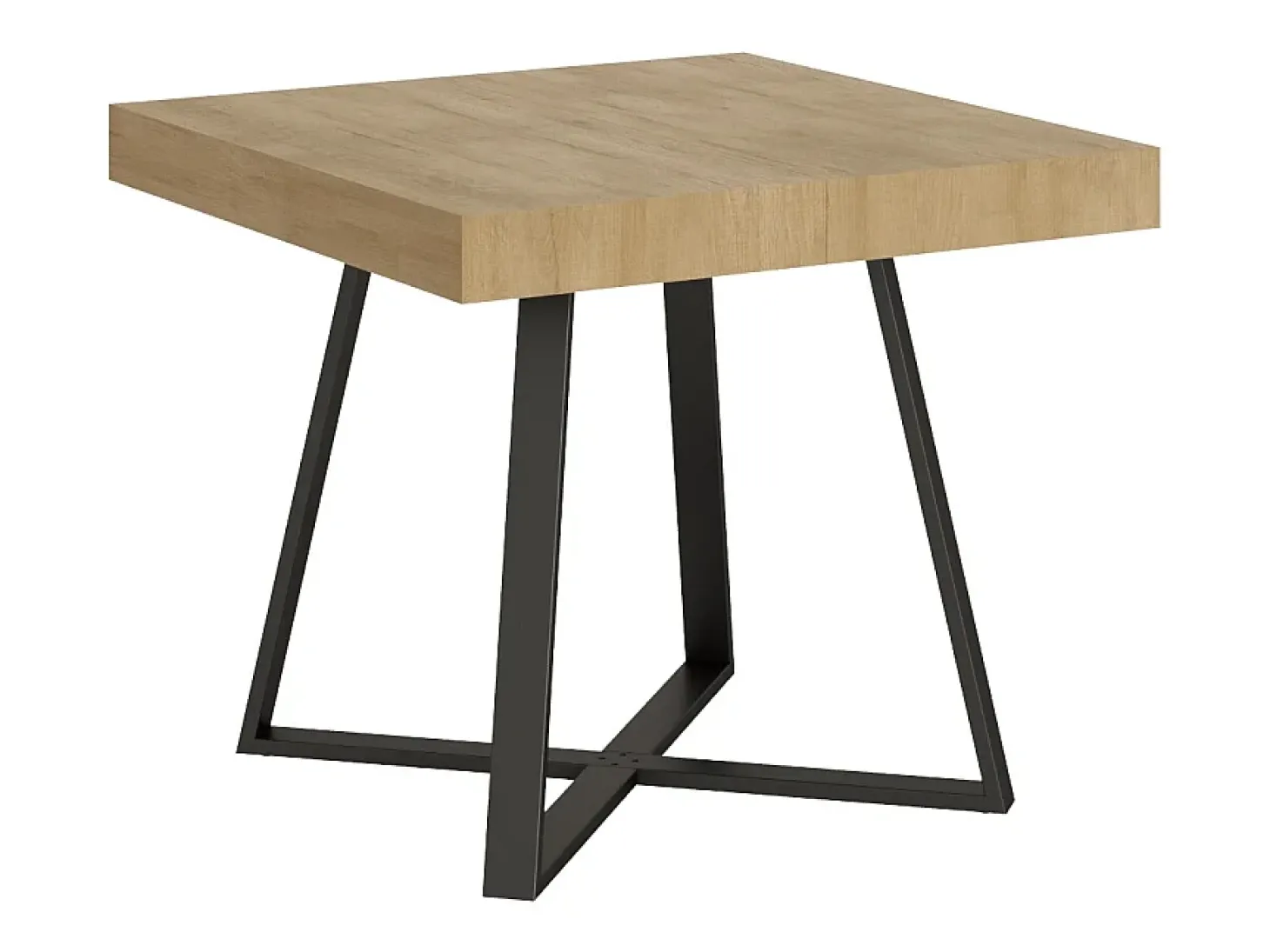 Mesa extensible 90/194x90 cm Abbraccio efecto madera roble natural patas antracita