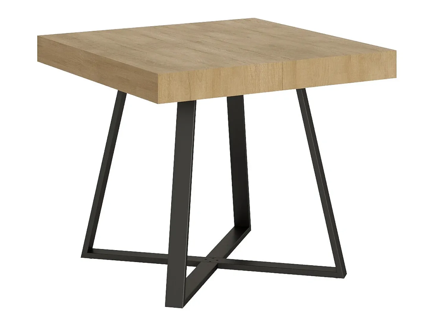 Mesa extensible 90/194x90 cm Abbraccio efecto madera roble natural patas antracita