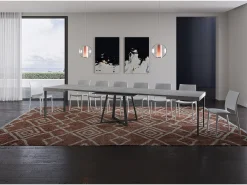 Mesa extensible 130/390x90 cm Abbraccio efecto cemento patas antracita