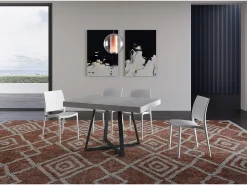 Mesa extensible 130/390x90 cm Abbraccio efecto cemento patas antracita